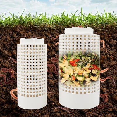 Wormenboerderij Compostbak - Wormenbak Tuin - Organisch Afval Verwerken - Ondergronds Systeem - Set van 2 stuks - Wit