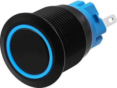 ProRide Metalen Drukschakelaar 12V ON-OFF - 19mm - Aan/uit schakelaar - Spatwaterdicht - 12V/24V - LED Indicatie Blauw