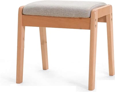Houten voetenbankje - Comfortkruk - Ontspanning thuis - Afneembare hoes - 45 x 39 x 43 cm - Grijs