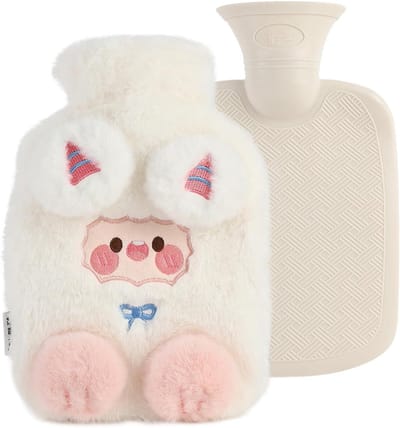 Warmwaterkruik met pluche mantel - 800 ml - verwarmbare knuffel - geschikt voor kinderen, Kerstmis, verjaardag