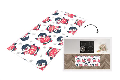 Keukenloper - Loper keuken - Pinguïn - Patronen - Sterren - 120x50 cm - Keukenloper vinyl