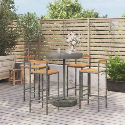 Tuinbarset 5-delig - Buitenmeubels - Gezellig buiten zitten - Weerbestendig polyrotan - 80 x 79 cm - Grijs