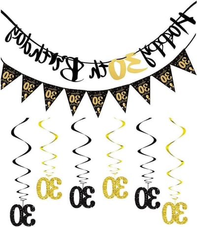 Omgoods - Set van 2 Happy Birthday Banners voor 30e Verjaardag