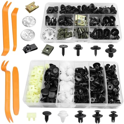 230 Stuks U-type Carrosserieclips en Schroeven Set, Assortiment voor Auto Bevestigingen, Inclusief Plaatmoeren en Clipkit voor Onderplaat