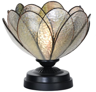 Tiffany lage tafellamp zwart met Sparkling Pioenroos - Art Deco Trade