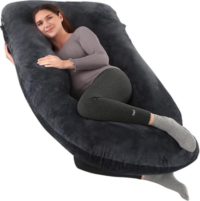 Zwangerschapskussen - U-vorm kussen - Comfortabel slapen - Verstelbare vulling - 145 cm - Zwart