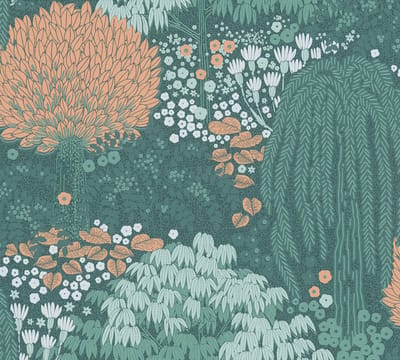 BOMEN BEHANG | Floraal - Petrol Oranje Groen - LivingWalls Famous Garden