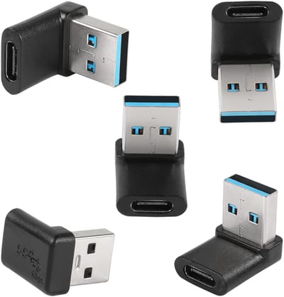 QIANRENON 90° USB 3.1 naar USB C Adapter - 10Gbps Dataoverdracht - 5 Stuks