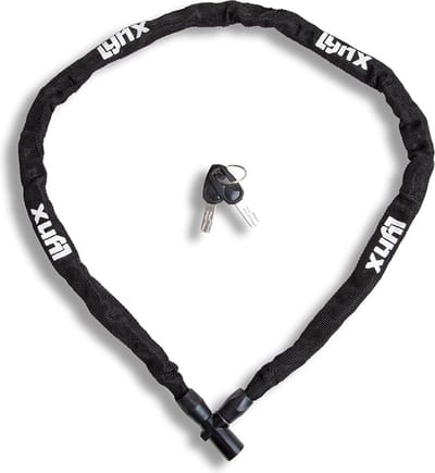 Lynx kettingslot 4mmx100 cm zwart met nylon hoes op kaart 410200