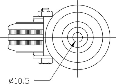80 mm (3") rubberen zwenkwiel, draaibaar, draagvermogen 280 kg, set van 4