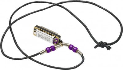 Hohner Mini Harmonica C met halsketting - violet