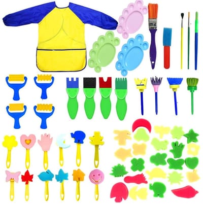 Allecto - Sponge Painting Brushes Set - 57-delig - Creatieve tekenhulpmiddelen - Geschikt voor kinderen - Waterverf, olie en acryl - Handige acces