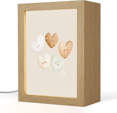 Nachtlampje 15x20 cm - Kinder lampje - Hartjes - Kleurrijk - Pastel - Tafellamp kinderkamer - Slaapkamer lamp - Bedlamp kinderen - Kinderlampje stopcontact - Wandlamp babykamer - Nachtlampjes