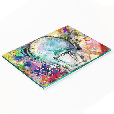 Serveerplank van gehard glas met gloeilampmotief, 80x52 cm