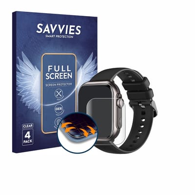 Savvies - Screenprotector voor Fosmet Smartwatch 1.83" - Folie Beschermfolie transparant volledig dekking 4 Stuks