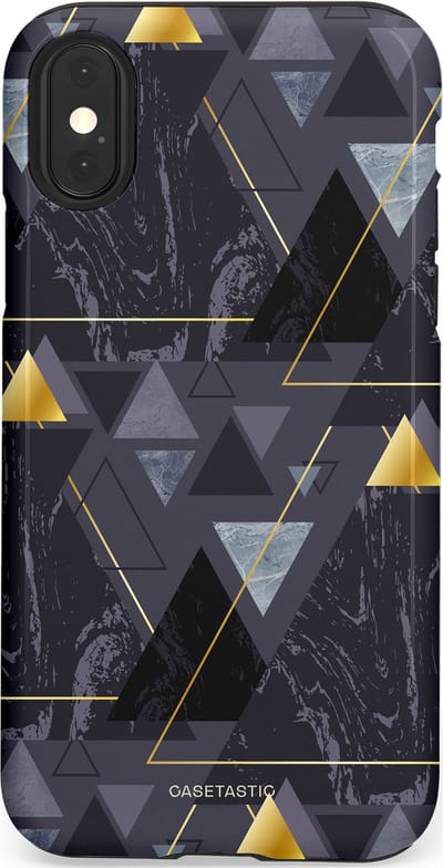 Casetastic hoesje geschikt voor Apple iPhone X / Apple iPhone XS - Dubbellaagse bescherming - Zwart Goudpatroon - Fashion Case - Donkergrijs Grijs