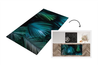 Keukenloper - Loper keuken - Jungle - Palmboom - Groen - Blauw - 120x60 cm - Keukenloper vinyl