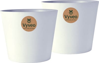 Vyveo - Bloempot Norden - Set van 2 - 12x11 - Lichtgrijs - Bloempot voor binnen en buiten - Lichtgewicht - Breukbestendig - Vorstbestendig - UV-bestendig