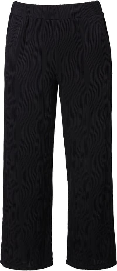 Angel of Style - Dames - Broek wijde pijpen structuur elastische tailleband - Zwart - Maat 44