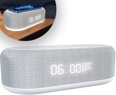 Wekker - Digitale Wekker - Wake Up Light - LED wekker – Nachtlamp – Bedlamp - Wekkers digitaal - Wekkerradio - Nachtlampje - Met draadloos opladen - Met timer - Met verstelbaar display - Voor slaapkamer - Voor thuis - Cadeau - Wit