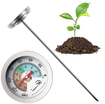 Bodemthermometer Tuin - Compostmeter Bodem - Planten Groei Meten - Duurzaam Roestvrij Staal - 178 cm - Meerkleurig