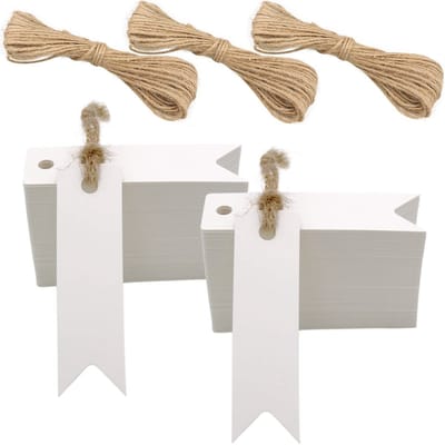 Solidchoice - Dailygoody - Kraftpapier etiketten - Cadeauhanger labels - Professioneel gebruik - 200 stuks - Met jute koord - Voor geschenkverpakkingen
