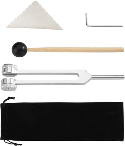 Stemvork 128 Hz van 21,5 cm met verstelbare aluminiumlegering, inclusief houten lepel en reinigingsdoek voor klanktherapie en meditatie, ideaal voor ontspanning en welzijn
