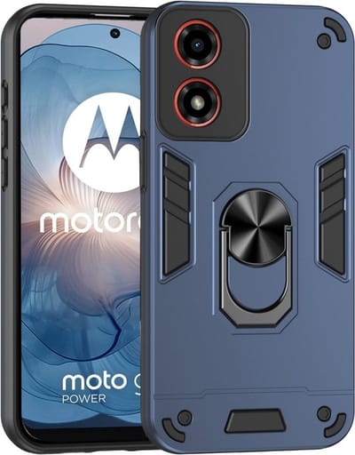 Coverup Hoesje - Geschikt voor Motorola Moto G04(s) / G24 / E14 Hoesje - Coverup Ring Kickstand Back Cover - Blauw