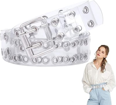 Transparante PVC Tailleband voor Dames - Modieuze Grommet Riem met Gaten en Lange Ketting voor Meisjes en Tieners