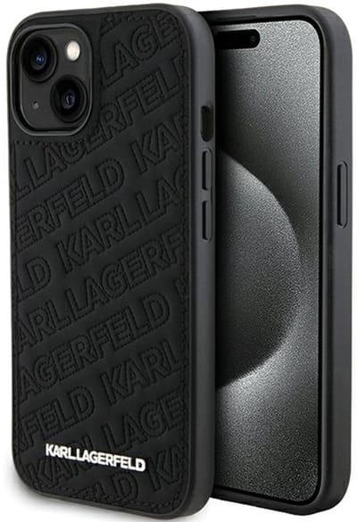 Karl Lagerfeld - Gekanteld Etui - iPhone 15 - Quilted - Zwart - Elegant Design