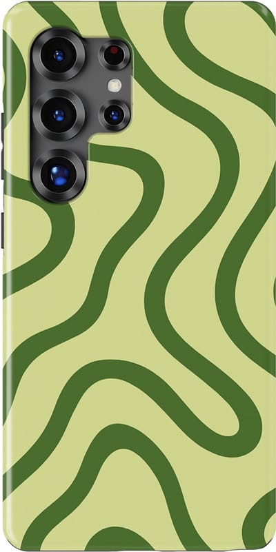 DripCase Curvy Lines Hoesje Samsung Galaxy S25 Ultra | Backcover met Mag | Design Tough Case Samsung Galaxy S25 Ultra Leaf Loop