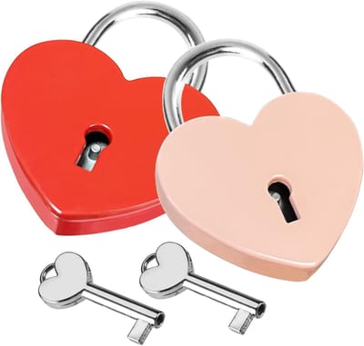 Hartvormige slot met sleutel - mini-vintage sleutel - liefdesslot - mini-decoratief hangslot voor dagboek - reizen - losse sieraden - opbergdoos - romantische accessoires