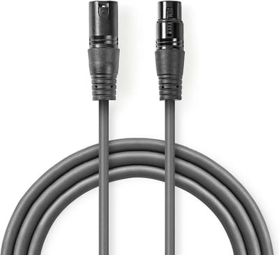 Nedis Gebalanceerde Audiokabel - XLR 3-Pins Male - XLR 3-Pins Female - Vernikkeld - 15.0 m - Rond - PVC - Donkergrijs - Gift Box