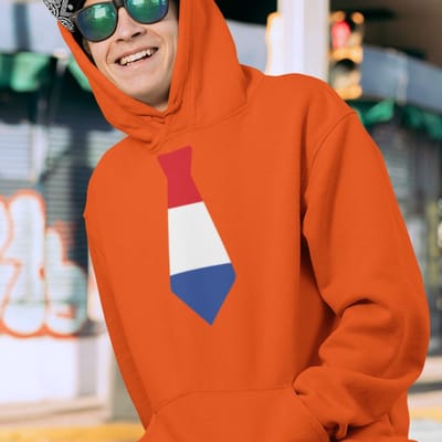 Oranje EK WK Koningsdag Hoodie Stropdas Nederlandse vlag XS