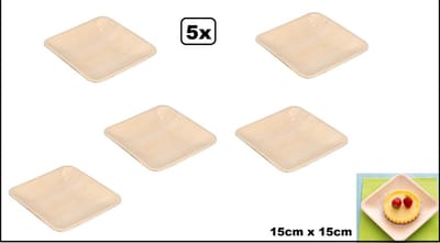 5x BIO Palmblad borden vierkant 15x15cm - next generation - palm blad bord gebak tapas amuse next generation diner gebak gerecht