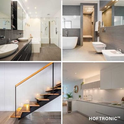 HOFTRONIC Milano - 6x3W Zwarte LED Inbouwspots - Traploos dimbaar met RF-afstandsbediening & Touchdimmer - Zwart - IP65 Waterdicht - 2700K Extra warm wit - CREE LEDs 12V - Verandaverlichting - Plafondspotjes badkamer