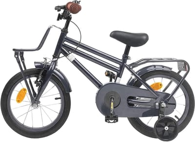 Kinderfiets 14 Inch - Jongensmeisjesfiets Peuterfiets - Buiten Spelen - Stevig Stalen Frame - 14 inch - Donkergrijs