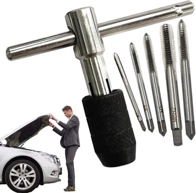 Tapgereedschap Set - Schroefdraad Snijset - Metaal Bewerken - Ergonomische T-greep - 3 tot 6 mm - Zilverkleurig