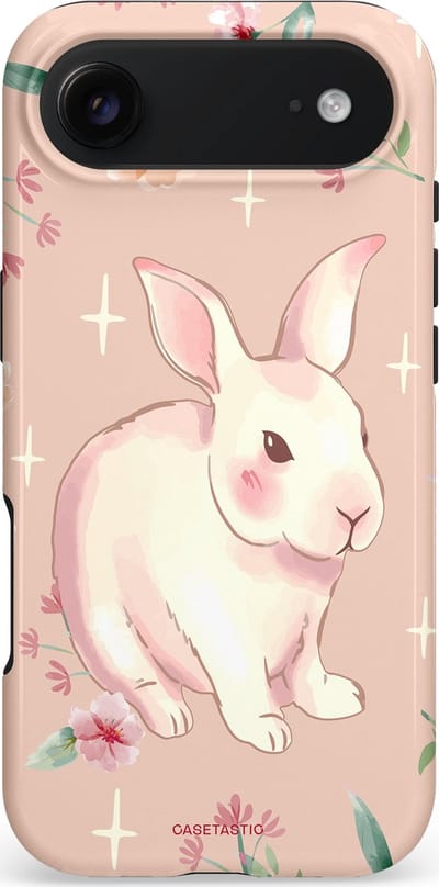 Casetastic hoesje geschikt voor Apple iPhone Air - MagSafe - Dubbellaagse bescherming - Schattig konijntje - Fashion Case - Zand Perzik