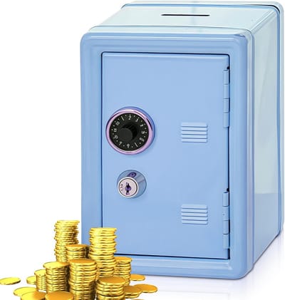 Spaarpot Kluis met Geldgleuf en Sleutels voor Geldbesparing - Mini Metalen Spaarbank