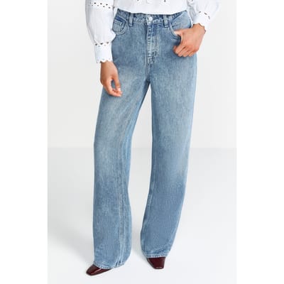 Rich & Royal Wide Leg Blue Lyocell Denim Size: W26L32 | Wide-Leg & Flared Pants Outlet | Dames | Blauw