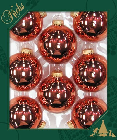 Krebs kerstballen - 8x - gepolijst koper kleur - D7 cm - glas - kerstversiering - kerstboomversiering