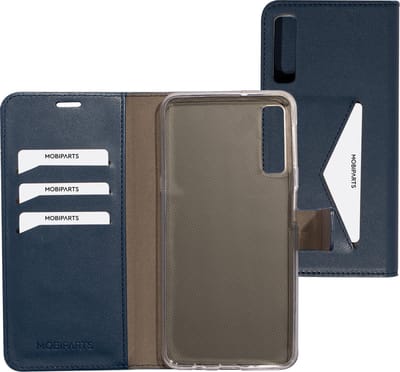 Mobiparts hoesje geschikt voor Samsung Galaxy A7 (2018) - Wallet/Boekhoesje - Eco Leer - Magneet Sluiting - Opberg vakken - Blauw