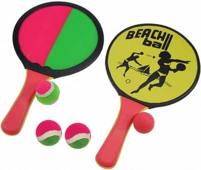Vangbalspel / Beachball spel incl 4x ballen - roze/groen - strand speelgoed