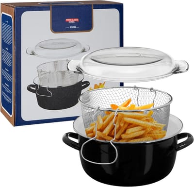 QORA® Frituurpan 5 liter - Frituurpan - Zwart - ‎33cm x 16cm x 27cm