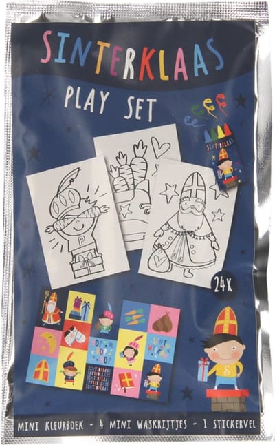 Kleurboekje Sinterklaas met 4 Waskrijtjes en Stickervel