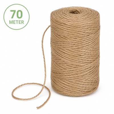 Jute Touw 70 Meter – Natuurlijk Jutetouw voor Tuinieren, Knutselen, Cadeauverpakking & Decoratie – Sterk Duurzaam Touw – 100% Jute – 70m Rol