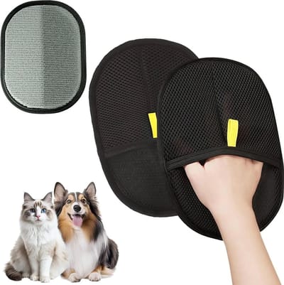 Magnetische handschoenen voor huisdierhaarverzorging (2 stuks), antistatische handschoenen, dubbelzijdig ontwerp, geschikt voor de verzorging van huisdierhaar, maar ook te gebruiken op kleding, banken, tapijten, auto-interieurs, enz.