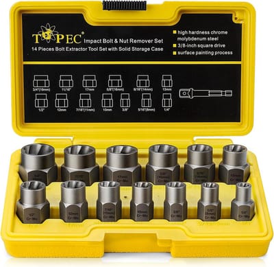 Impact Bolt en Moer Verwijder Set - 13 Stuks met Moer Extractor Socket en Bolt Remover Tool voor Beschadigde en Geroeste Bouten
