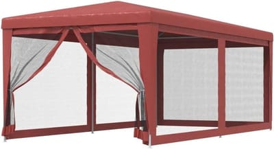 Partytent met zijwanden - Feesttent Paviljoen - Buitenfeesten Organiseren - Waterbestendig HDPE dak - 3 x 6 meter - Rood